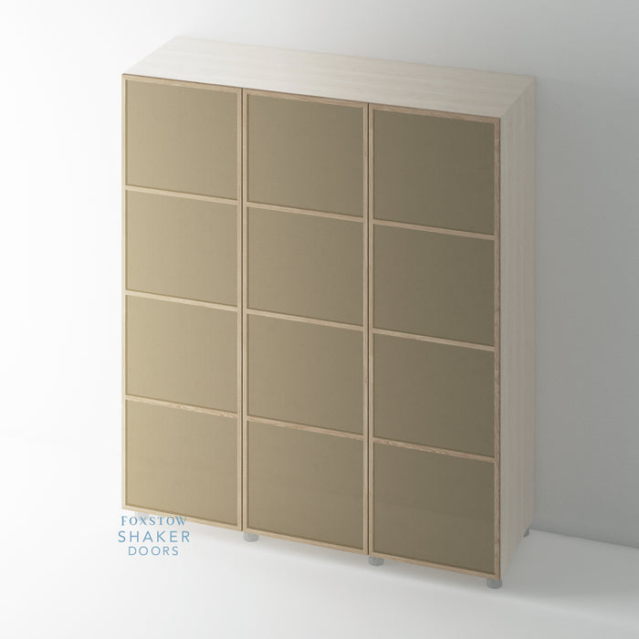 OAK, Slimline Shaker 4 Panel Wardrobe Door with RATTAN - Foxstow