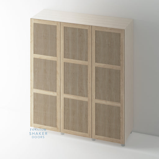 OAK, 3 Panel Reeded Shaker Wardrobe Door - Foxstow