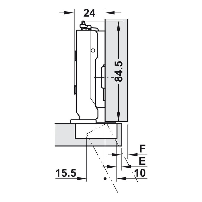 Concealed Cup Hinge, 120° Standard, Full Overlay Mounting, Tiomos with 2mm Cruciform Fixing Plate - Foxstow