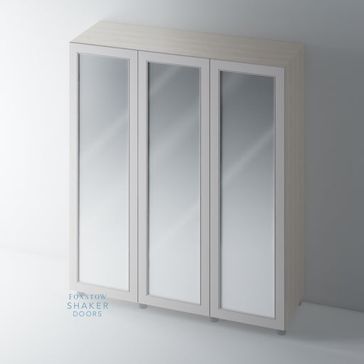 Painted, Mirrored Shaker Wardrobe Door with STAFF BEAD Mouldings - Foxstow
