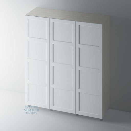 Primed, 4 Panel Shaker with OVOLO Wardrobe Door - Foxstow