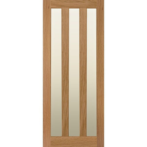 Glazed 3 Vertical Panel Solid Oak Door - Foxstow