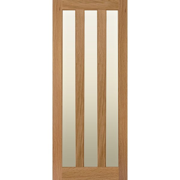 Glazed 3 Vertical Panel Solid Oak Door - Foxstow