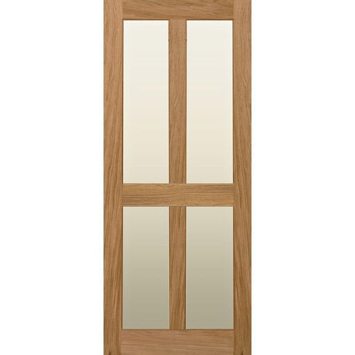 Glazed 4 Vertical Panel Solid Oak Shaker Door - Foxstow