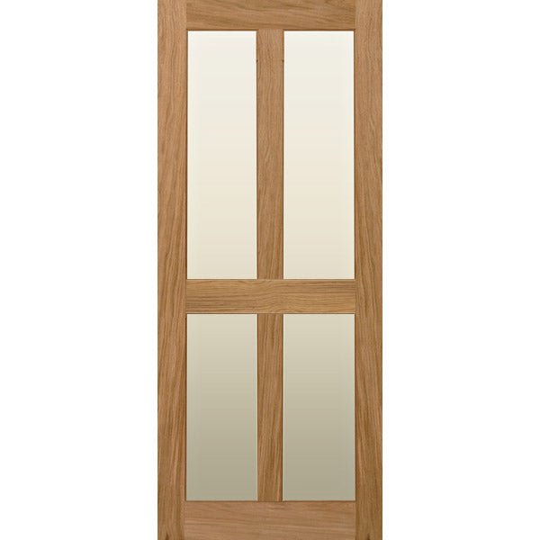 Glazed 4 Vertical Panel Solid Oak Shaker Door - Foxstow