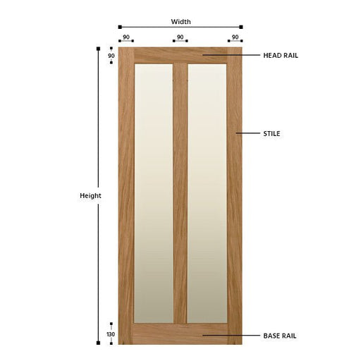 Glazed 2 Vertical Panel Oak Shaker Door - Foxstow
