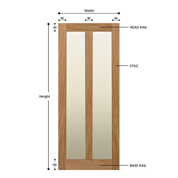Glazed 2 Vertical Panel Oak Shaker Door - Foxstow