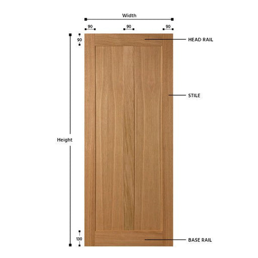 2 Vertical Panel Oak Shaker Door - Foxstow