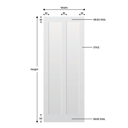 2 Panel Vertical Primed Hardwood Shaker Door - Foxstow