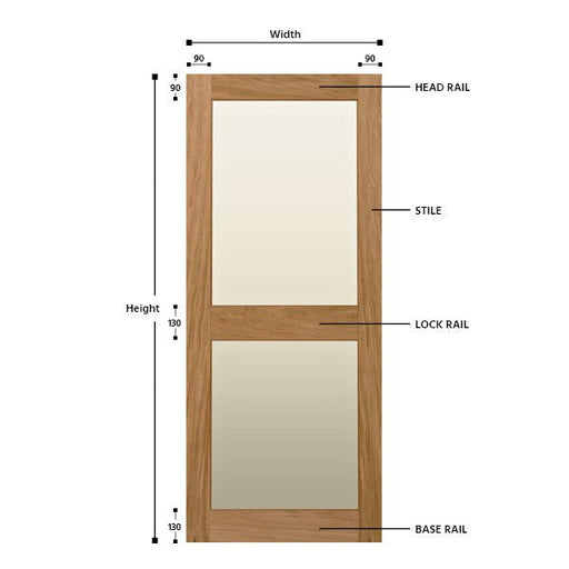 Glazed 2 Panel Solid Oak Shaker Door - Foxstow
