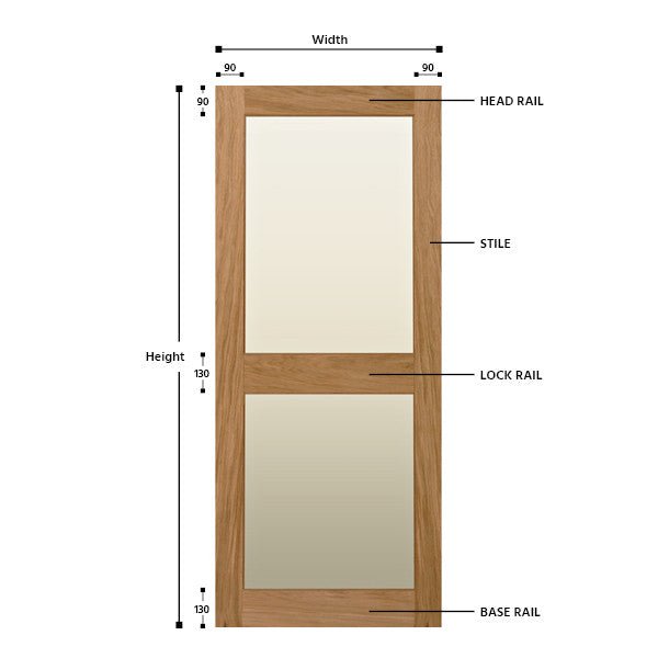 Glazed 2 Panel Solid Oak Shaker Door - Foxstow