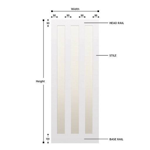 Glazed 3 Vertical Panel Hardwood Shaker Door - Foxstow