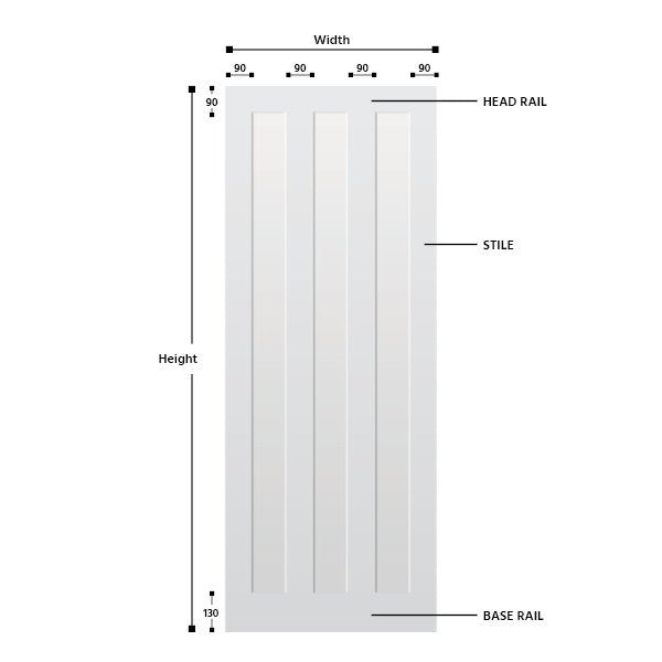 3 Panel Vertical Primed Hardwood Door - Foxstow