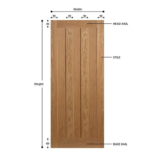 3 Vertical Panel Oak Shaker Door - Foxstow