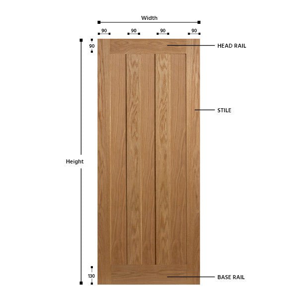 3 Vertical Panel Oak Shaker Door - Foxstow
