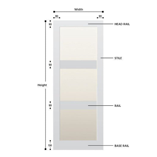 Glazed 3 Panel Hardwood Shaker Door - Foxstow