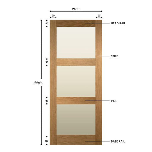 Glazed 3 Panel Solid Oak Shaker Door - Foxstow