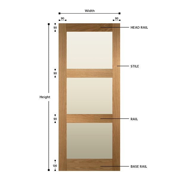 Glazed 3 Panel Solid Oak Shaker Door - Foxstow