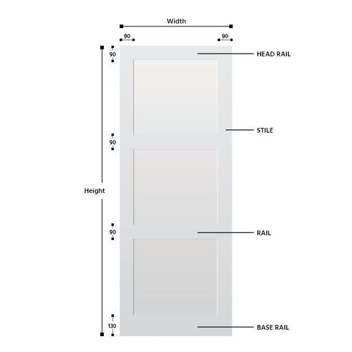 3 Panel Primed Hardwood Shaker Door - Foxstow