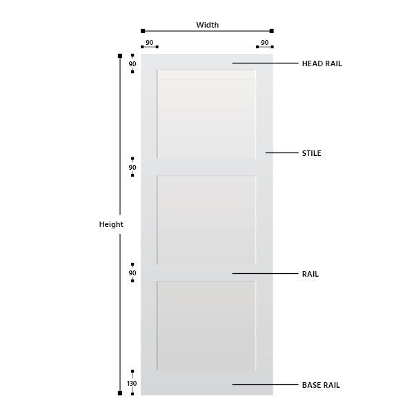 3 Panel Primed Hardwood Shaker Door - Foxstow
