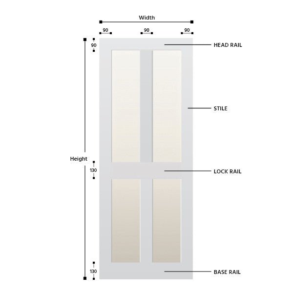 Glazed 4 Vertical Panel Hardwood Shaker Door - Foxstow