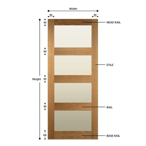 Glazed 4 Panel Solid Oak Shaker Door - Foxstow