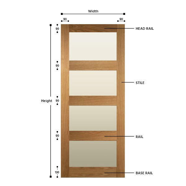 Glazed 4 Panel Solid Oak Shaker Door - Foxstow