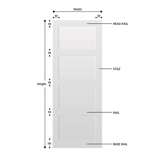 4 Panel Primed Hardwood Shaker Door - Foxstow
