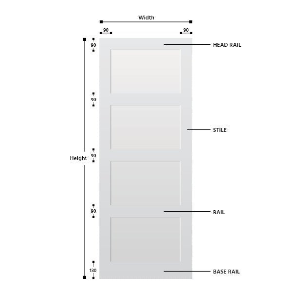4 Panel Primed Hardwood Shaker Door - Foxstow