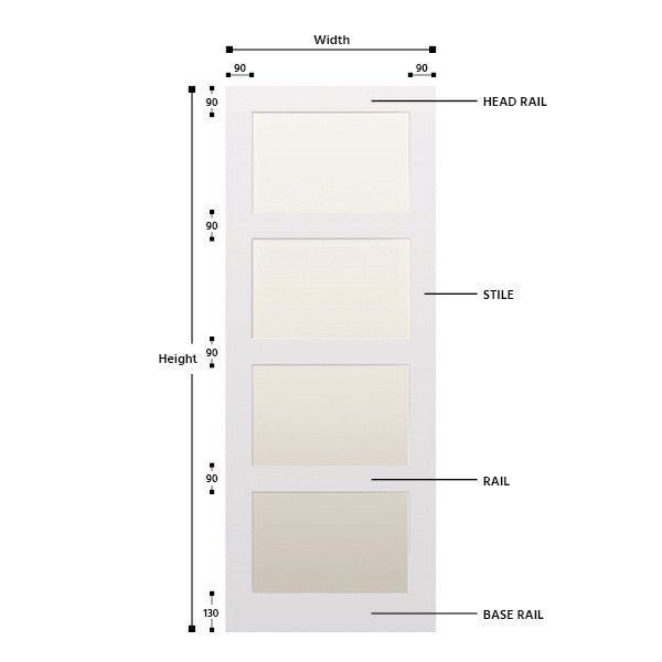 Glazed 4 Panel Hardwood Shaker Door - Foxstow