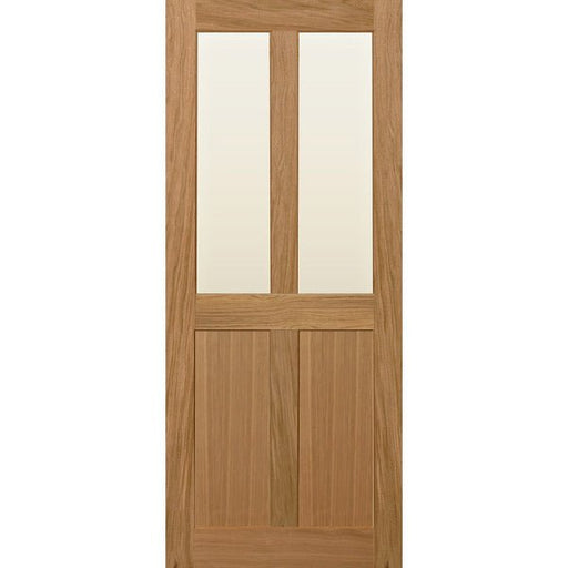 Top Half Glazed 4 Vertical Panel Solid Oak Door - Foxstow
