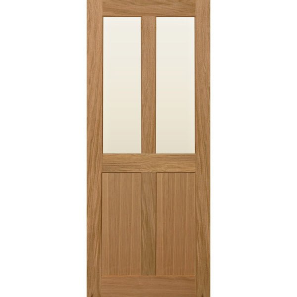 Top Half Glazed 4 Vertical Panel Solid Oak Door - Foxstow