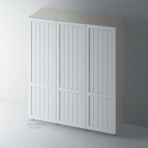 Primed, 2 Panel Shaker Wardrobe Door with TONGUE & GROOVE Panel - Foxstow
