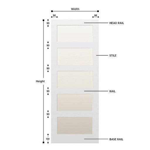 Glazed 5 Panel Hardwood Shaker Door - Foxstow