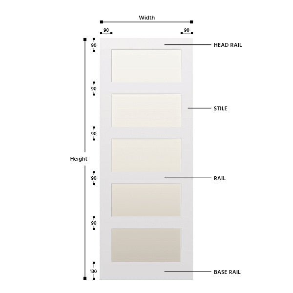 Glazed 5 Panel Hardwood Shaker Door - Foxstow