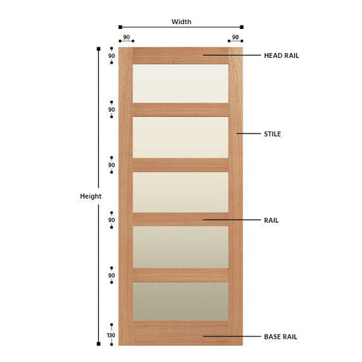 Glazed 5 Panel Solid Oak Shaker Door - Foxstow