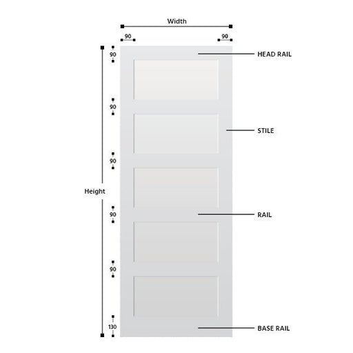 5 Panel Primed Hardwood Shaker Door - Foxstow