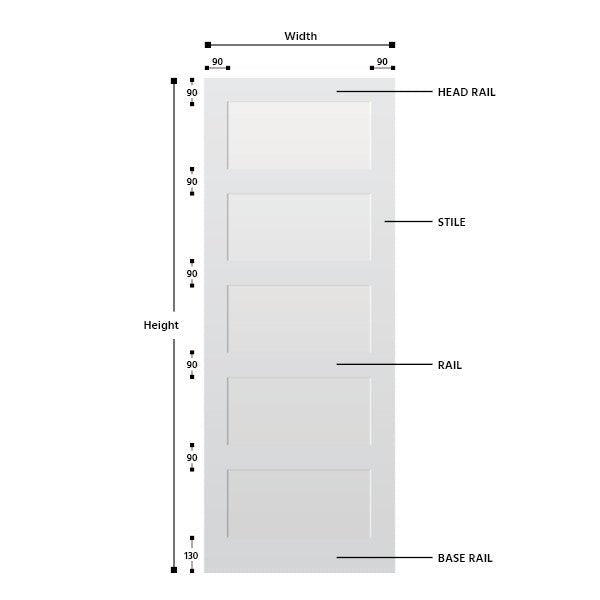 5 Panel Primed Hardwood Shaker Door - Foxstow