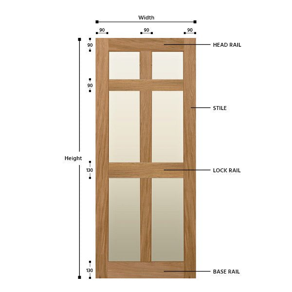Glazed 6 Panel Oak Shaker Door - Foxstow
