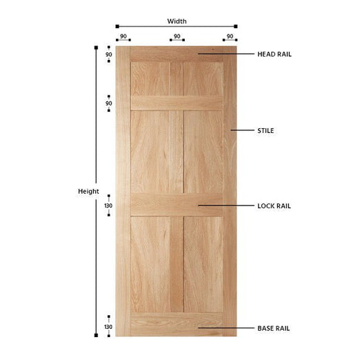 6 Panel Oak Shaker Door - Foxstow