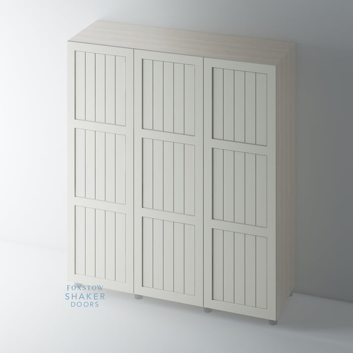 Painted, 3 Panel Tongue & Groove Shaker Wardrobe Door - Foxstow