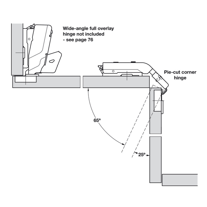 Concealed Cup Hinge, Pie - Cut Corner Hinge, with Full - Cup Drill Hole, Tiomos Pcc - Foxstow
