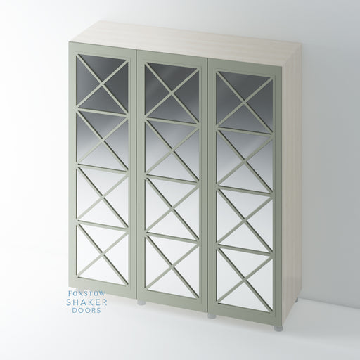Painted, Shaker 4 Triangle Fret Mirror Wardrobe Door for IKEA PAX - Foxstow
