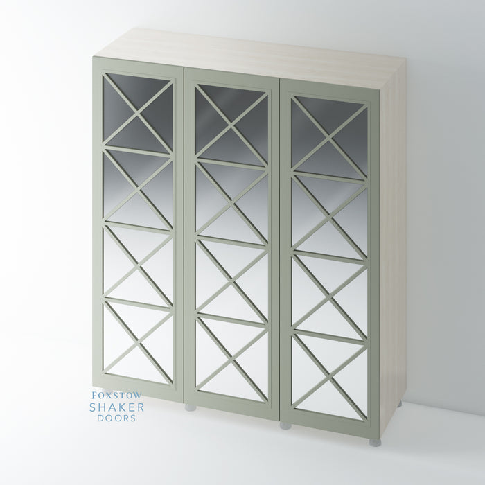 Painted, Shaker 4 Triangle Fret Mirror Wardrobe Door for IKEA PAX - Foxstow